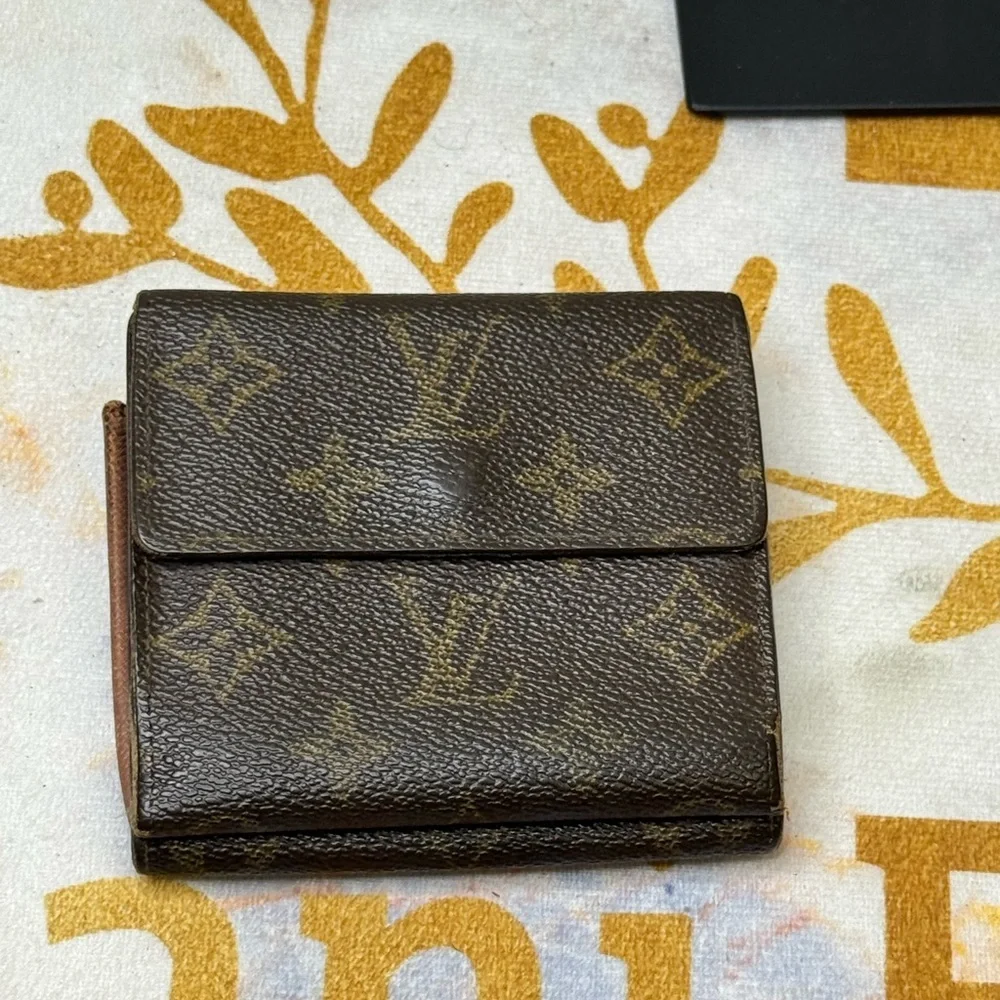Louis Vuitton Brown Monogram Wallet with Gold Button